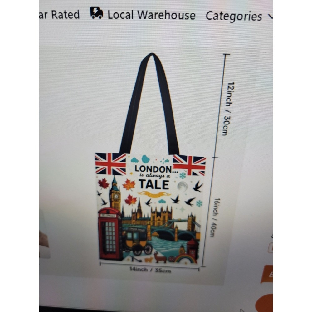 London‎ is Always a London Graphic Tote Bag Souvenir Reusable Shopper White